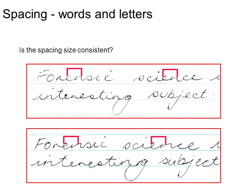examination of spacing words and letter