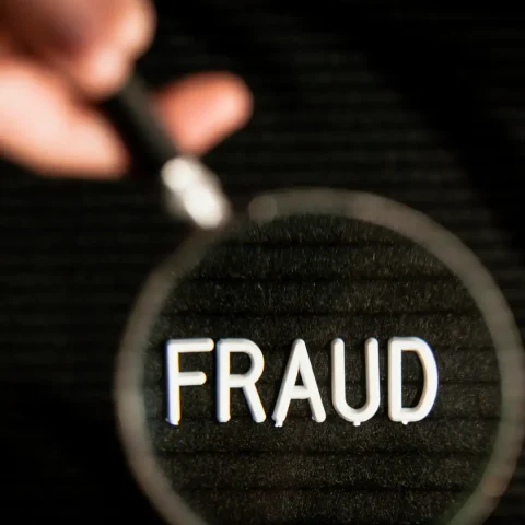 fraud-word-magnifying-glass-blurred-effect