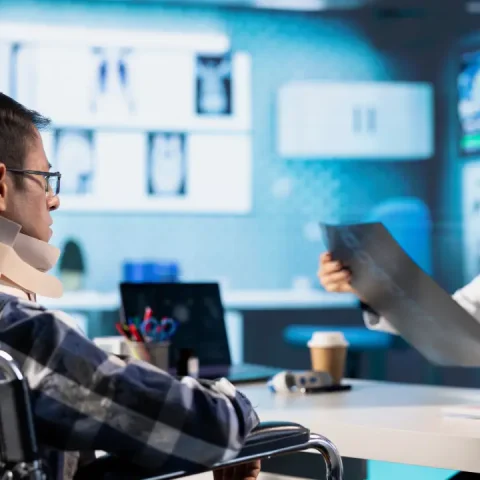 indian-medic-reviewing-x-ray-imaging-test-findings-patient-with-disability