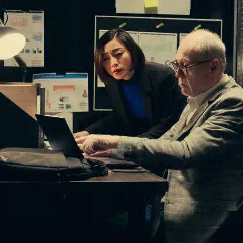 law-agents-studying-old-classified-information-from-police-archives-folders