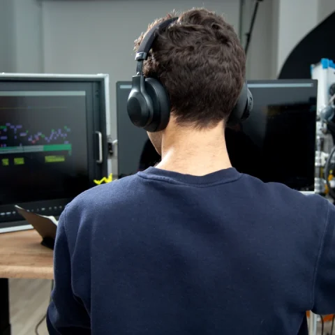 person-earphones-while-work