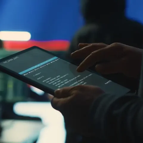 person-uses-tablet-governmental-cyber-security-room-working-russian-flag