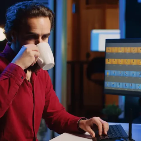 photographer-using-software-computer-perform-editing-operations-enjoying-cup-coffee-while-correcting-images-photo-editor-using-pc-make-adjustments-photographs-studio