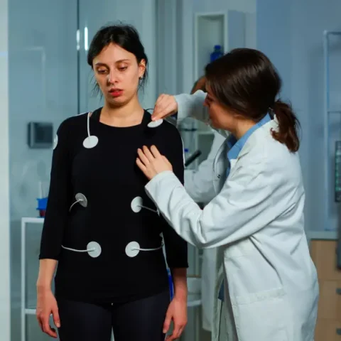 scientist-researcher-preparing-woman-patient-endurance-test-attaching-electrodes-professional-body-equipment-team-doctors-monitoring-health-patinet-vo2-ekg-scan-runs-computer-screen