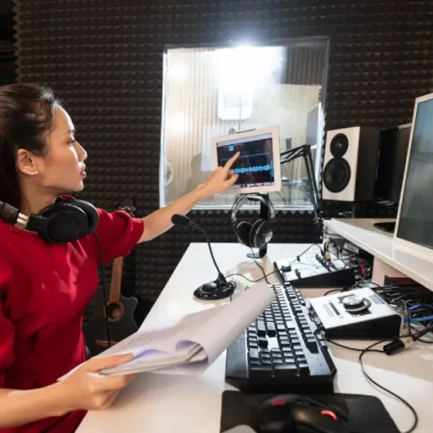 woman-working-with-professional-radio-equipment